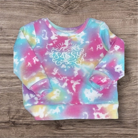TIE DYE EUC BABY GIRLS SWEATSHIRT SIZE 12 MONTHS - Picture 2 of 6